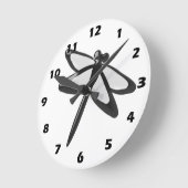 Horloge Ronde Dragonfly noir et blanc (Angle)