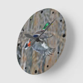 Horloge Ronde Drake Mallard en vol (Angle)