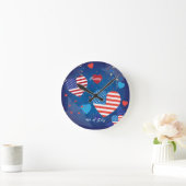 Horloge Ronde Drapeau américain 4 juillet Parti patriotique (Maison)