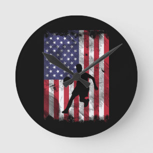 Horloge Ronde Drapeau américain Basketball Vintage Baller patrio