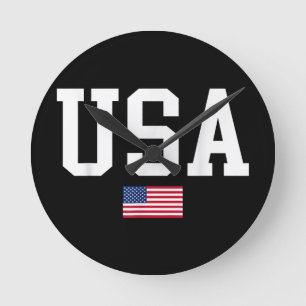 Horloge Ronde Drapeau américain patriotique américain pour homme