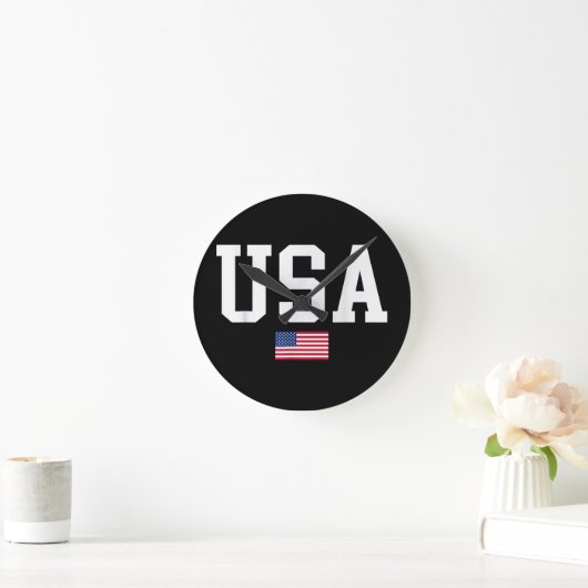 Horloge Ronde Drapeau Américain Patriotique Pour Hommes Femmes E (Maison)