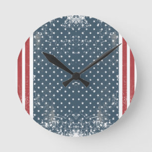 Horloge Ronde drapeau américain vertical
