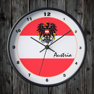 Horloge Ronde Drapeau autrichien moderne & Autriche Accueil / De