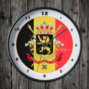 Horloge Ronde Drapeau belge, emblème et mode tendance en Belgiqu