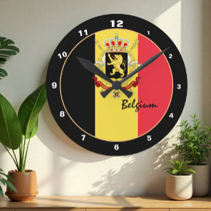 Horloge Ronde Drapeau belge patriotique et décoration pour la ma