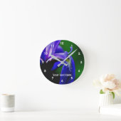 Horloge Ronde Drapeau bleu sauvage Iris Fleur Pétale Nature (Maison)