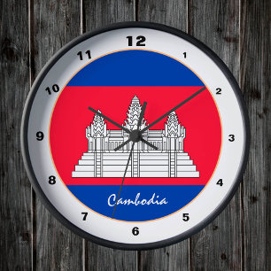 Horloge Ronde Drapeau Cambodge moderne, Cambodge Accueil / Desig
