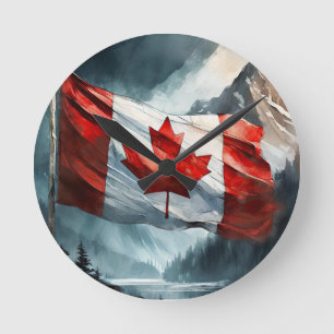 Horloge Ronde Drapeau canadien des Rocheuses