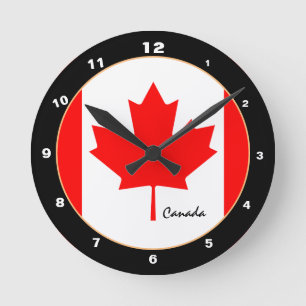 Horloge Ronde Drapeau canadien moderne, Canada tendance Accueil 