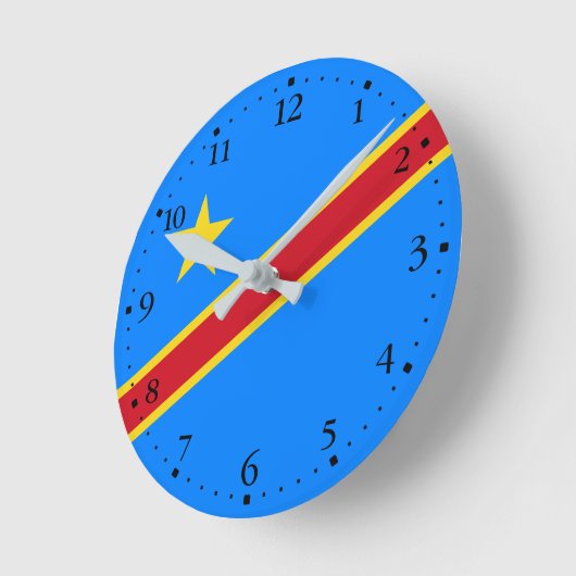 Horloge Ronde Drapeau Congo Kinshasa (Angle)