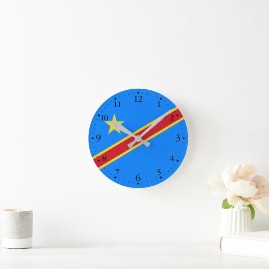 Horloge Ronde Drapeau Congo Kinshasa (Maison)
