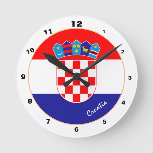 Horloge Ronde Drapeau croate moderne, Croatie tendance Maison / (Recto)