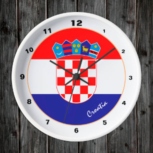 Horloge Ronde Drapeau croate moderne, Croatie tendance Maison /