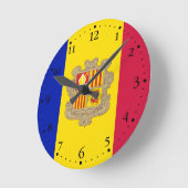 Horloge Ronde Drapeau d'Andorre patriotique (Angle)