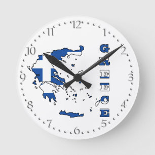 Horloge Ronde Drapeau dans la carte de la Grèce