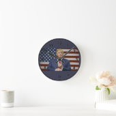 Horloge Ronde Drapeau de Donald Trump (Maison)