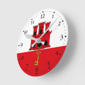 Horloge Ronde Drapeau de Gibraltar (Angle)