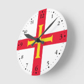 Horloge Ronde Drapeau de Guernesey (Angle)