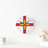 Horloge Ronde Drapeau de Guernesey (Maison)