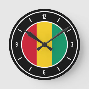 Horloge Ronde Drapeau de Guinée élégant