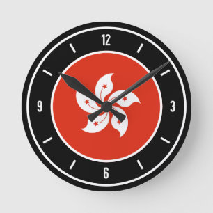 Horloge Ronde Drapeau de Hong Kong Élégant
