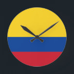 Horloge Ronde Drapeau de la Colombie<br><div class="desc">Drapeau de la Colombie - Tricolor Nacional</div>
