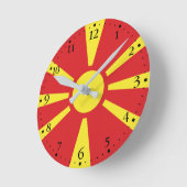Horloge Ronde Drapeau de la Macédoine du Nord (Angle)