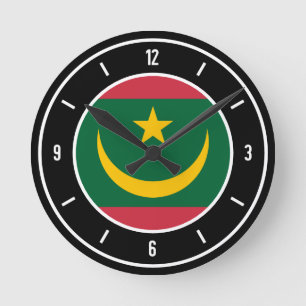 Horloge Ronde Drapeau de la Mauritanie Élégant