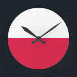 Horloge Ronde Drapeau de la Pologne<br><div class="desc">Drapeau de la Pologne - Flaga Rzeczypospolitej Polskiej - Flaga Polski</div>