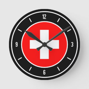 Horloge Ronde Drapeau de la Suisse Élégant