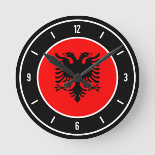 Horloge Ronde Drapeau de l'Albanie Élégant