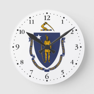 Horloge Ronde Drapeau de l'État du Massachusetts