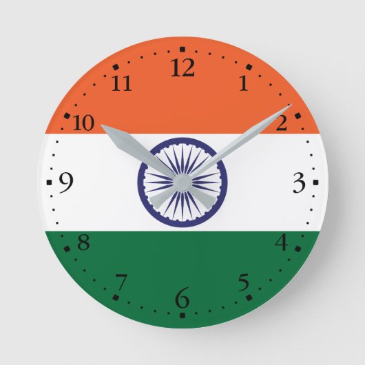 Horloge Ronde Drapeau de l'Inde (Recto)