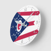 Horloge ronde drapeau de l'Ohio (Angle)