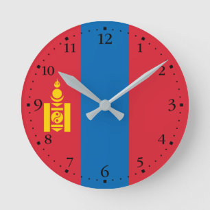 Horloge Ronde Drapeau de Mongolie