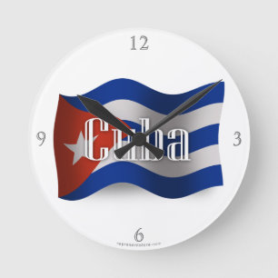 Horloge Ronde Drapeau de ondulation du Cuba