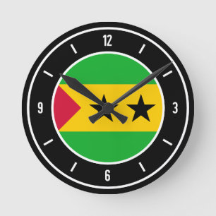 Horloge Ronde Drapeau de Sao Tomé-et-Principe Élégant