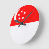 Horloge Ronde Drapeau de Singapour (Angle)
