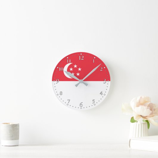 Horloge Ronde Drapeau de Singapour (Maison)