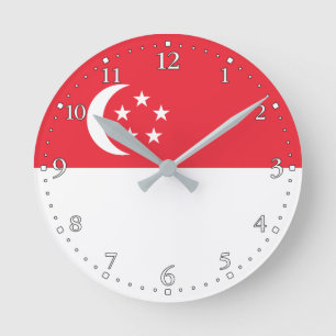 Horloge Ronde Drapeau de Singapour