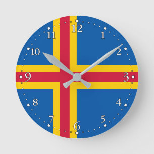 Horloge Ronde Drapeau des îles Åland patriotiques