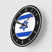 Horloge Ronde Drapeau d'Israël Élégant (Angle)