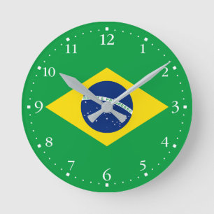 Horloge Ronde Drapeau du Brésil patriotique