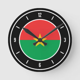Horloge Ronde Drapeau du Burkina Faso Élégant