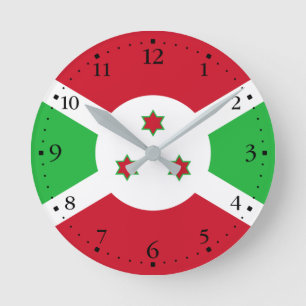 Horloge Ronde Drapeau du Burundi patriotique