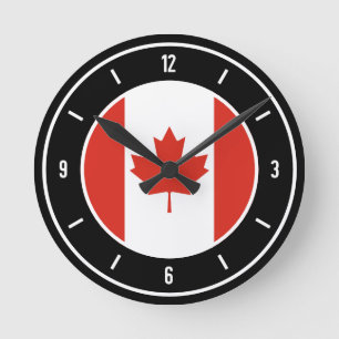 Horloge Ronde Drapeau du Canada élégant