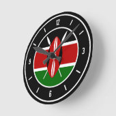 Horloge Ronde Drapeau du Kenya élégant (Angle)