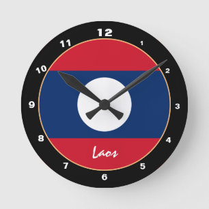 Horloge Ronde Drapeau du Laos patriotique, Laos tendance Maison