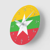 Horloge Ronde Drapeau du Myanmar (Angle)